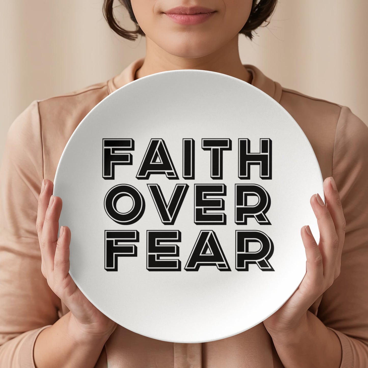 Faith Over Fear (Black) - 10” Plate - Gift for Her - Gift for Him