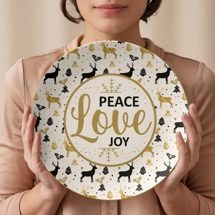 Peace Love Joy 10" Plate – Gift for Her - Gift for Him