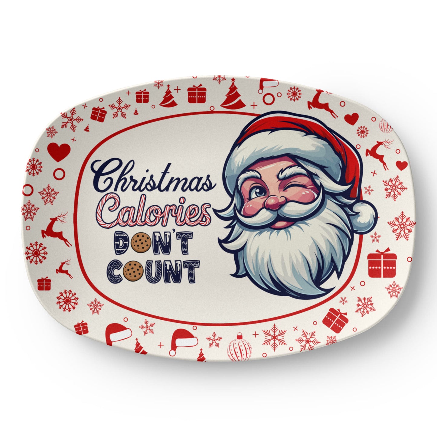 Christmas Calories Don't Count - 10” x 14” Platter - Gift for Her - Gift for Him