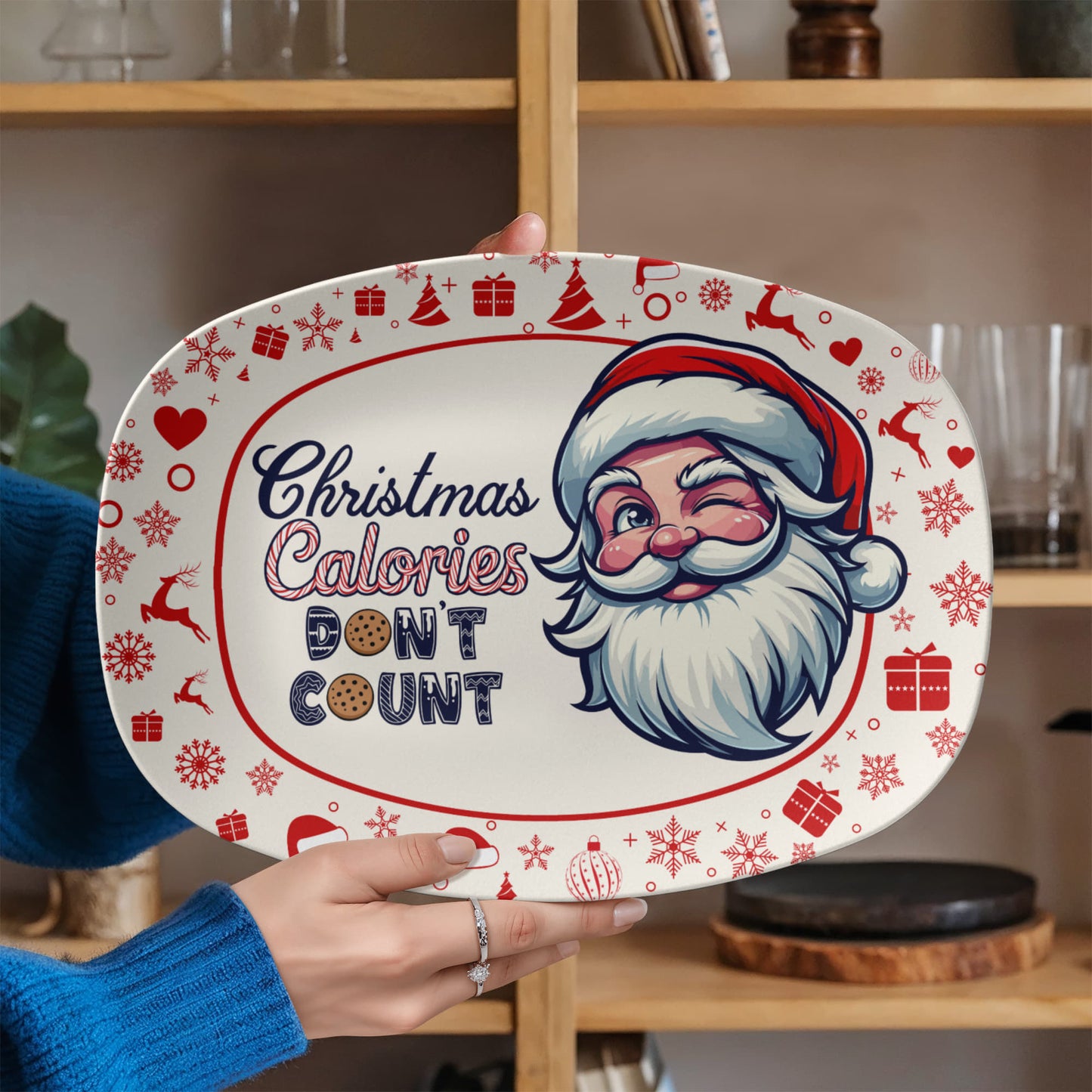 Christmas Calories Don't Count - 10” x 14” Platter - Gift for Her - Gift for Him