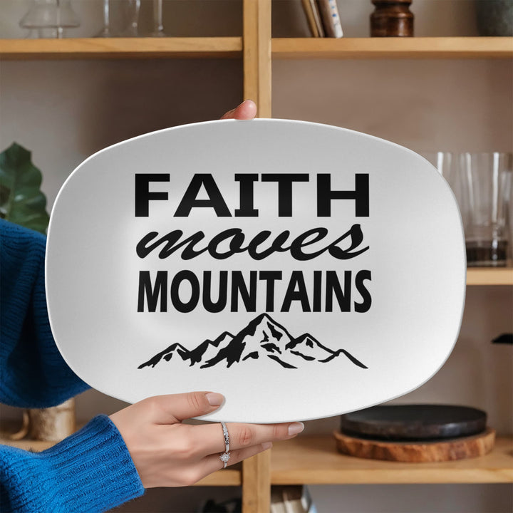 Faith Moves Mountains (Black) 10” x 14” Platter – Gift for Her - Gift for Him