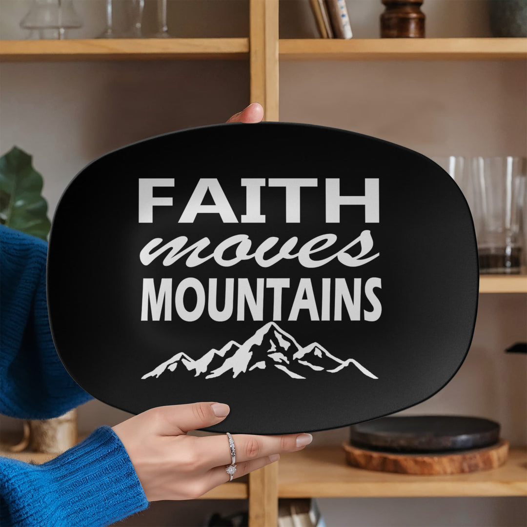 Faith Moves Mountains (White) 10” x 14” Platter – Gift for Her - Gift for Him