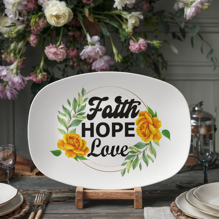 Faith Hope Love 10” x 14” Platter – Gift for Her - Gift for Him