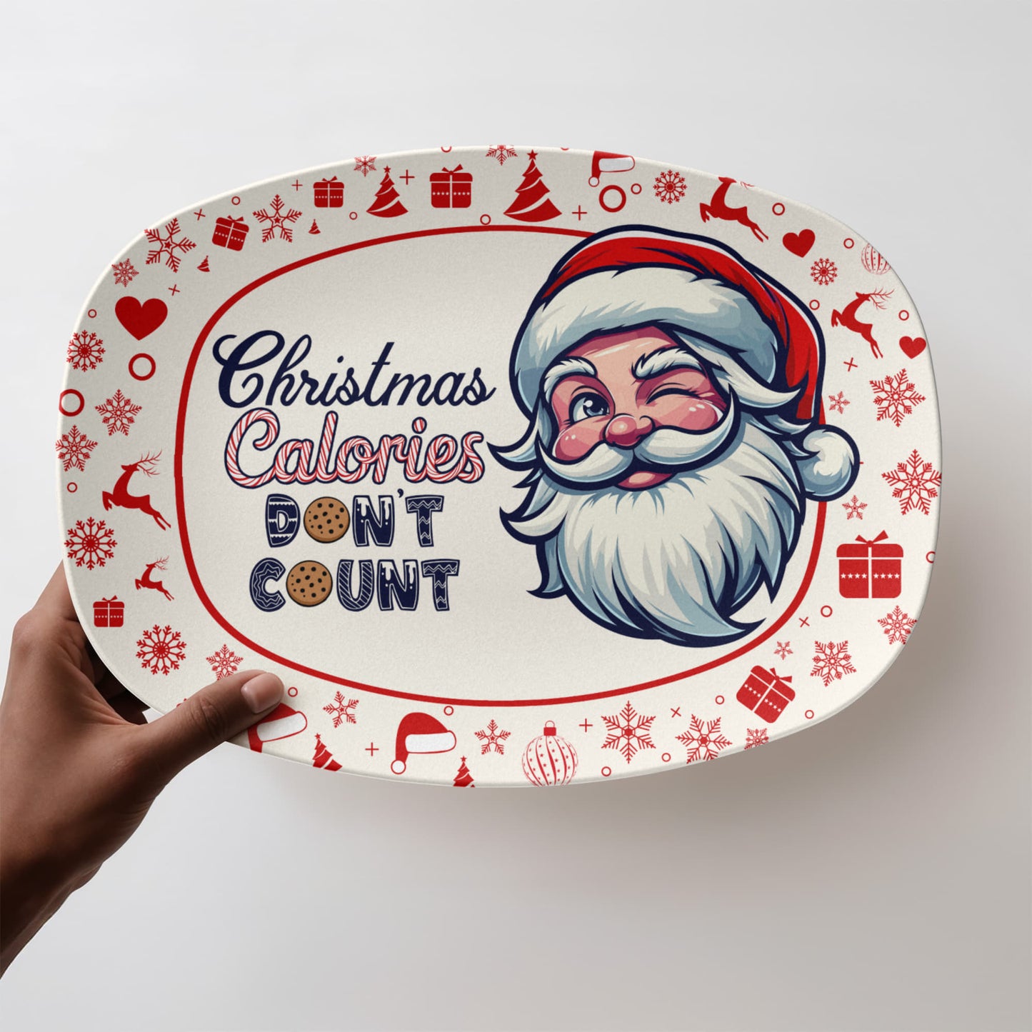 Christmas Calories Don't Count - 10” x 14” Platter - Gift for Her - Gift for Him