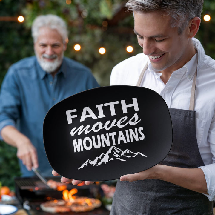 Faith Moves Mountains (White) 10” x 14” Platter – Gift for Her - Gift for Him