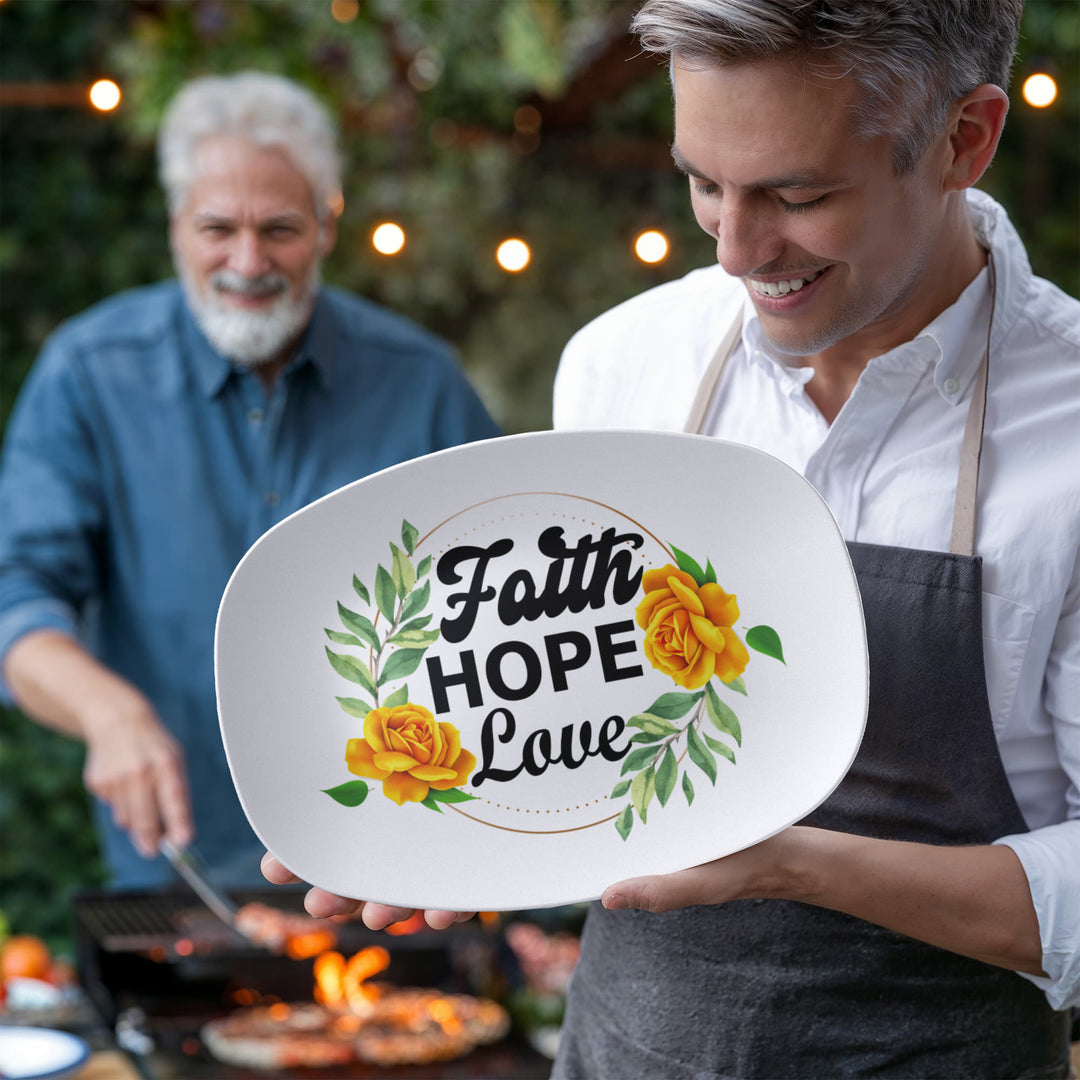 Faith Hope Love 10” x 14” Platter – Gift for Her - Gift for Him