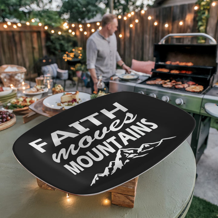 Faith Moves Mountains (White) 10” x 14” Platter – Gift for Her - Gift for Him