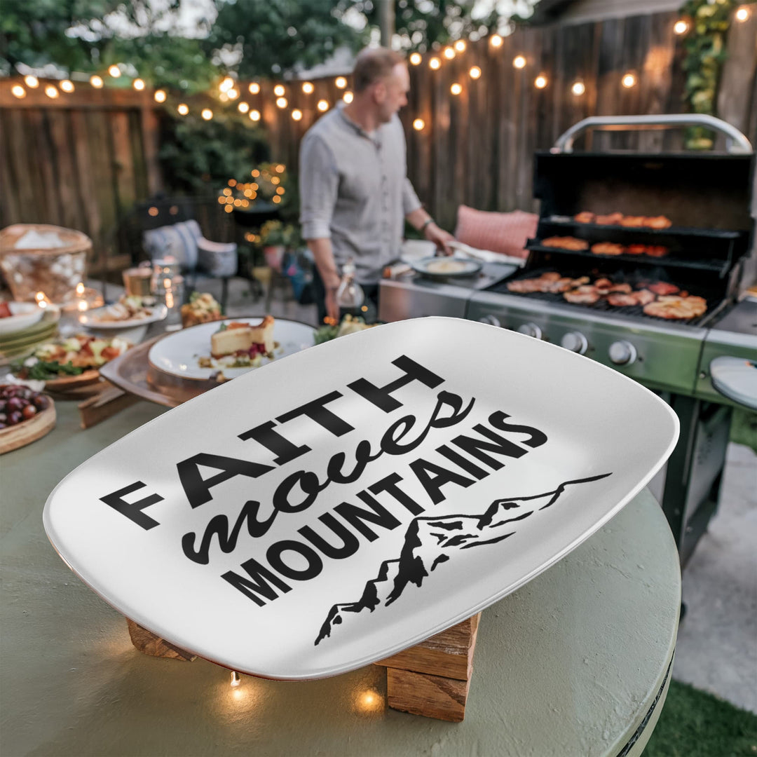 Faith Moves Mountains (Black) 10” x 14” Platter – Gift for Her - Gift for Him