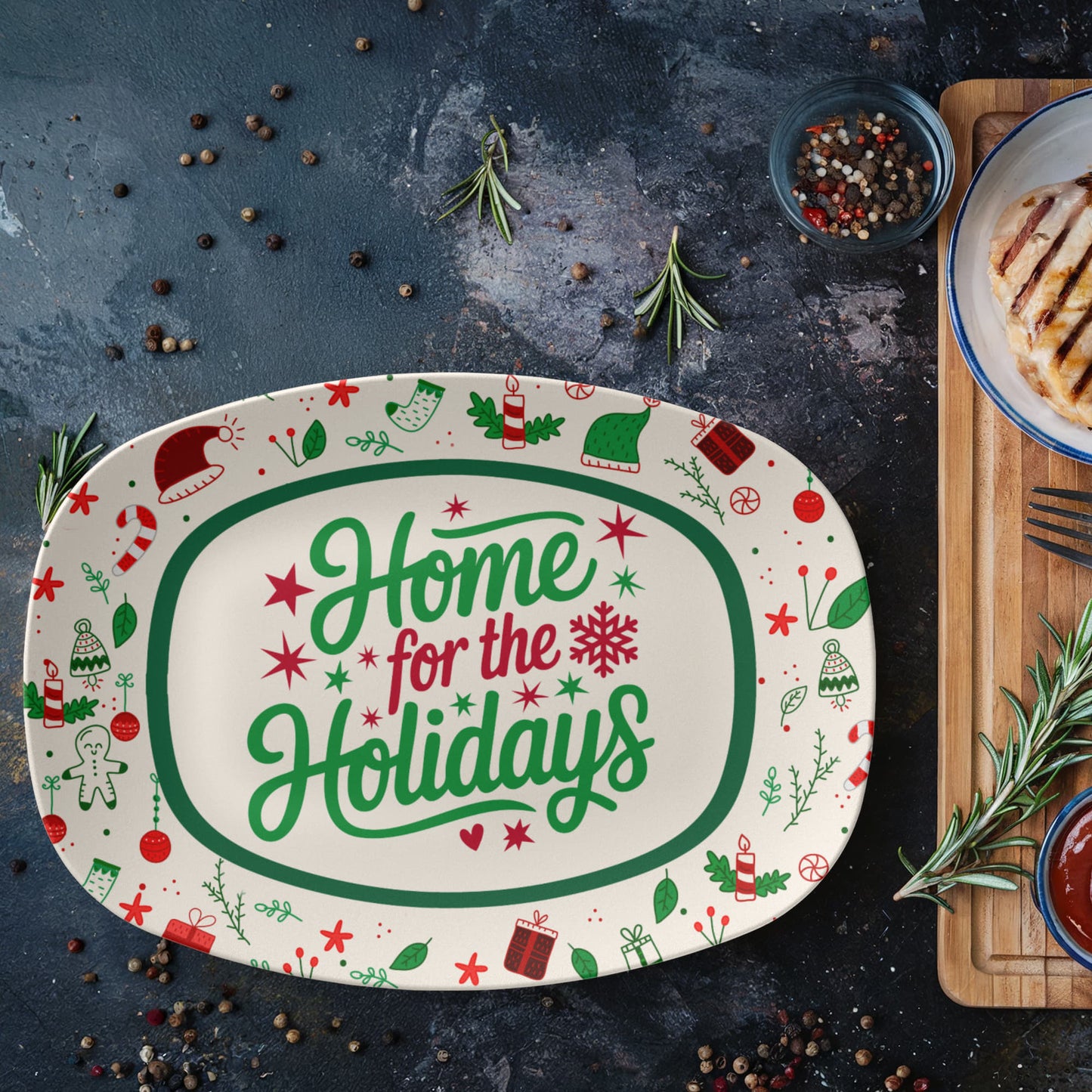Home For The Holidays - 10” x 14” Platter - Gift for Her - Gift for Him