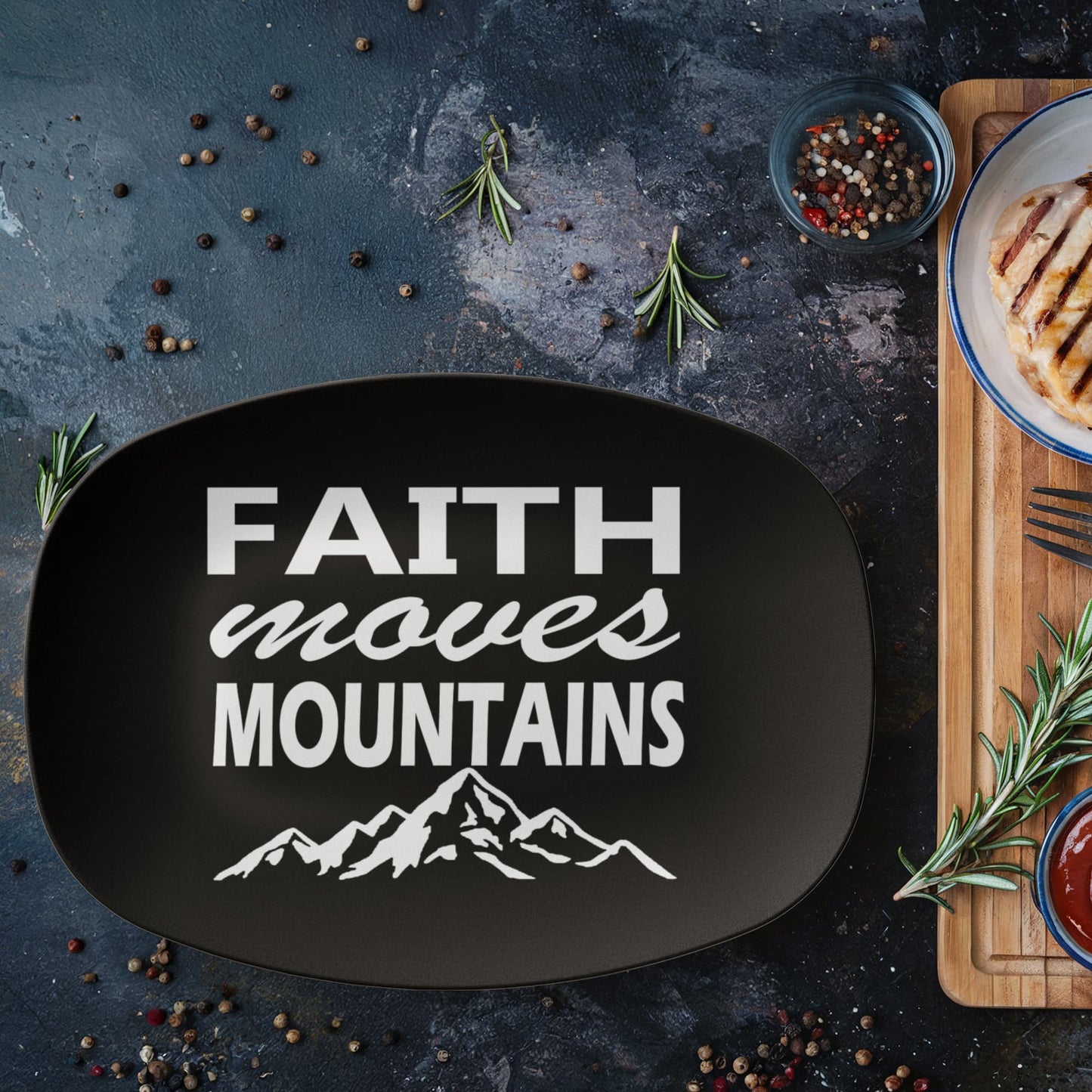 Faith Moves Mountains (White) - 10” x 14” Platter - Gift for Her - Gift for Him