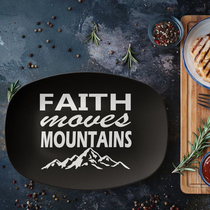 Faith Moves Mountains (White) 10” x 14” Platter – Gift for Her - Gift for Him
