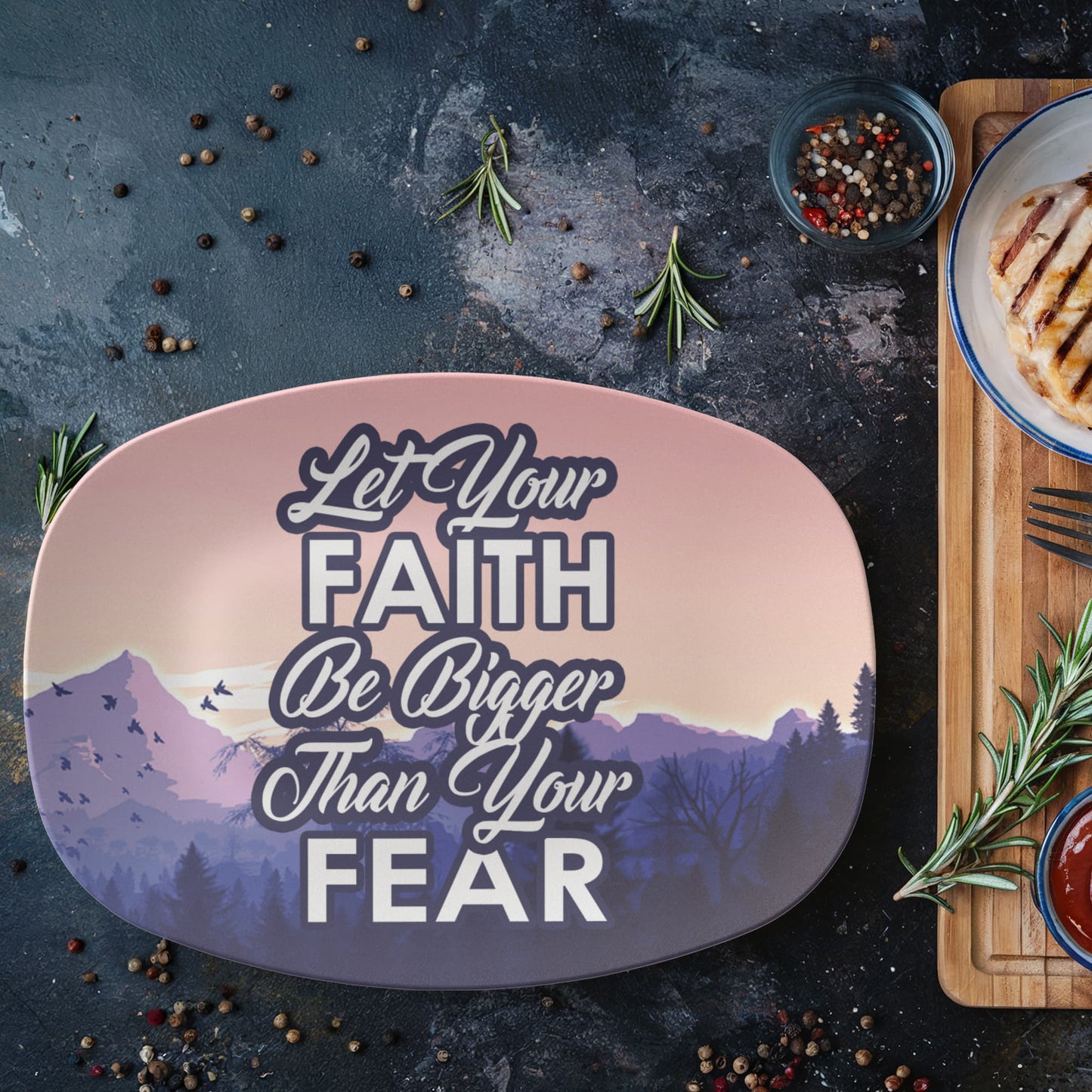 Let Your Faith Be Bigger Than Your Fear - 10” x 14” Platter - Gift for Her - Gift for Him