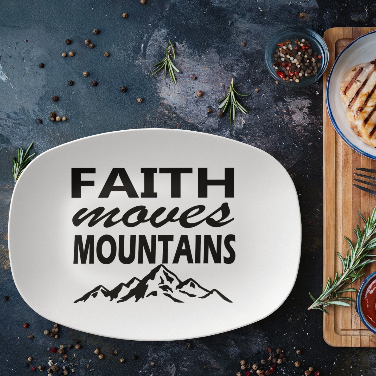 Faith Moves Mountains (Black) - 10” x 14” Platter - Gift for Her - Gift for Him