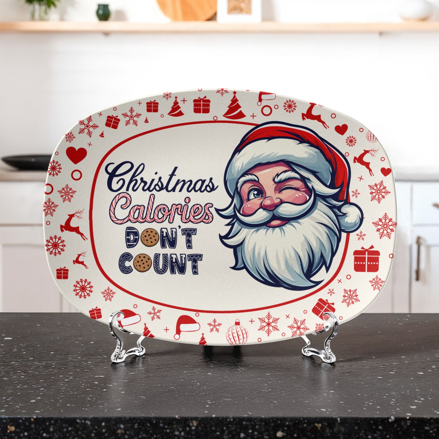 Christmas Calories Don't Count - 10” x 14” Platter - Gift for Her - Gift for Him
