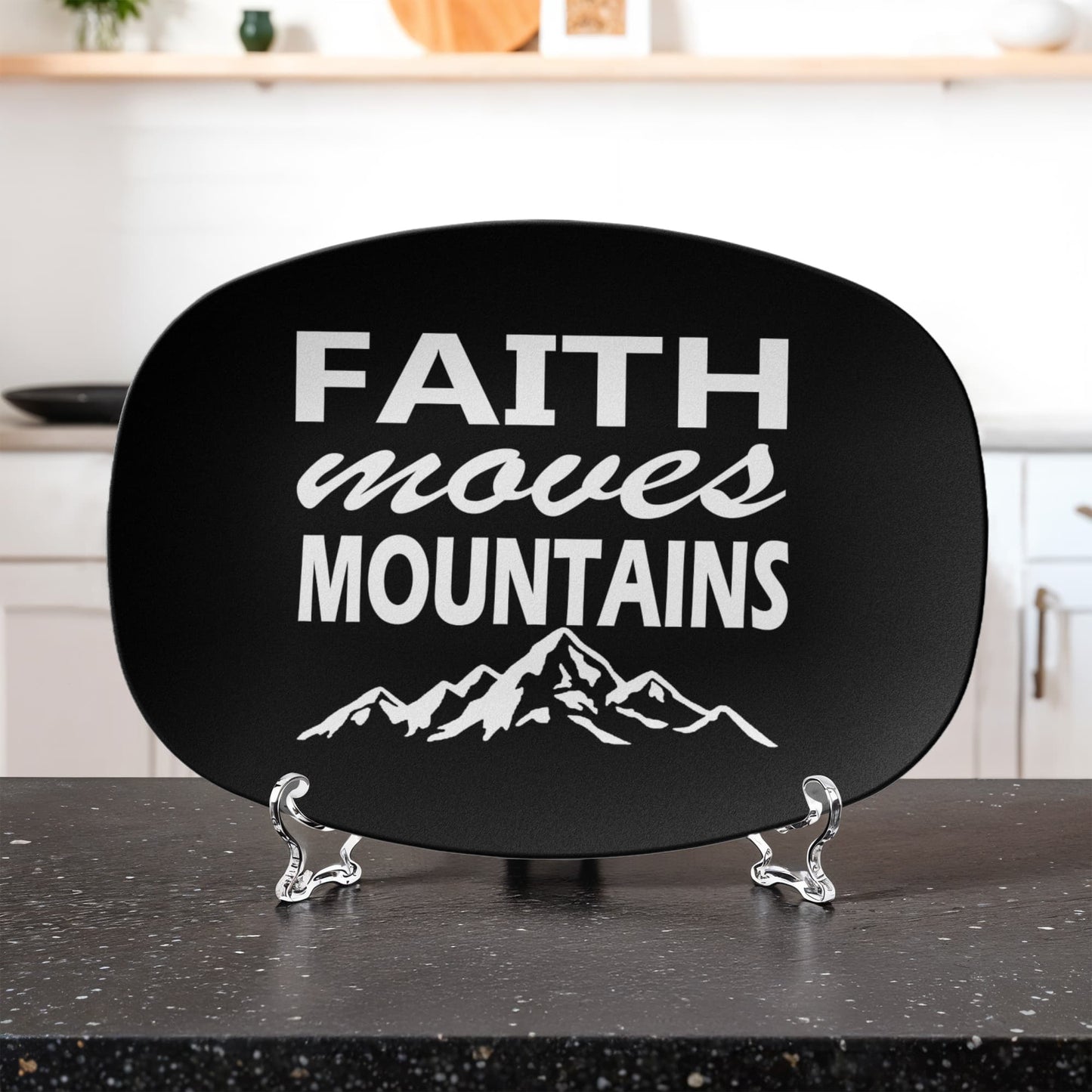 Faith Moves Mountains (White) - 10” x 14” Platter - Gift for Her - Gift for Him