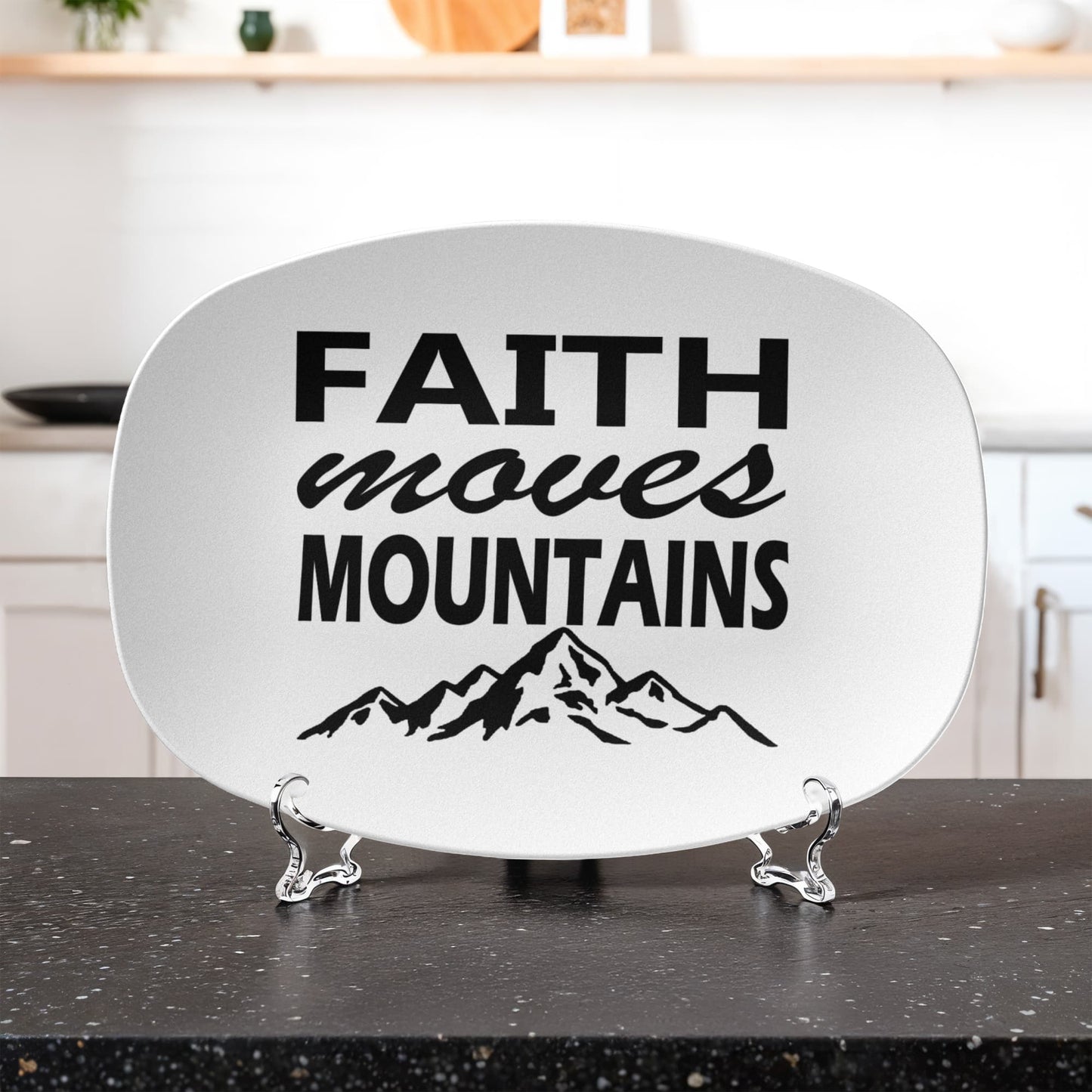 Faith Moves Mountains (Black) - 10” x 14” Platter - Gift for Her - Gift for Him