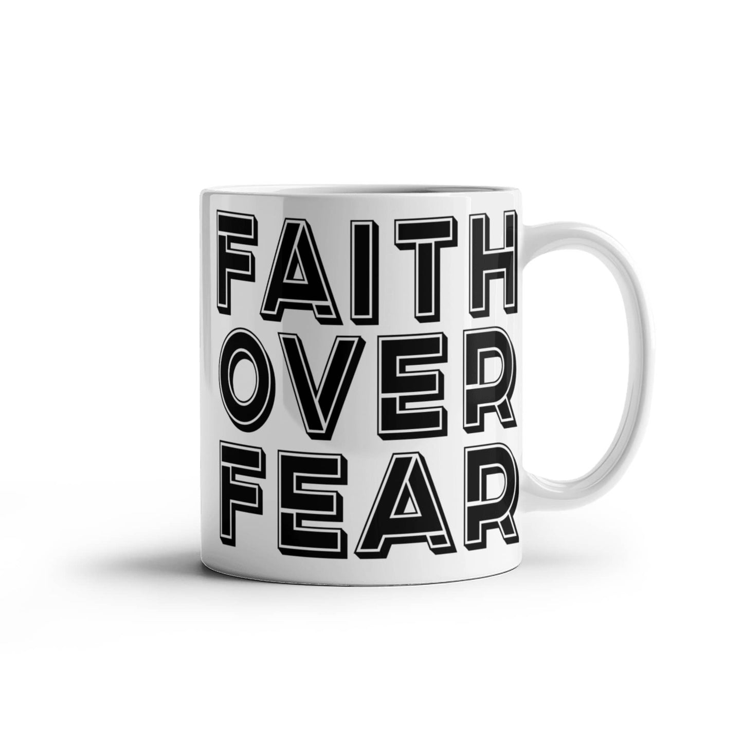 Faith Over Fear - White Ceramic Mug 11oz. & 15oz. - Gift for Her - Gift for Him