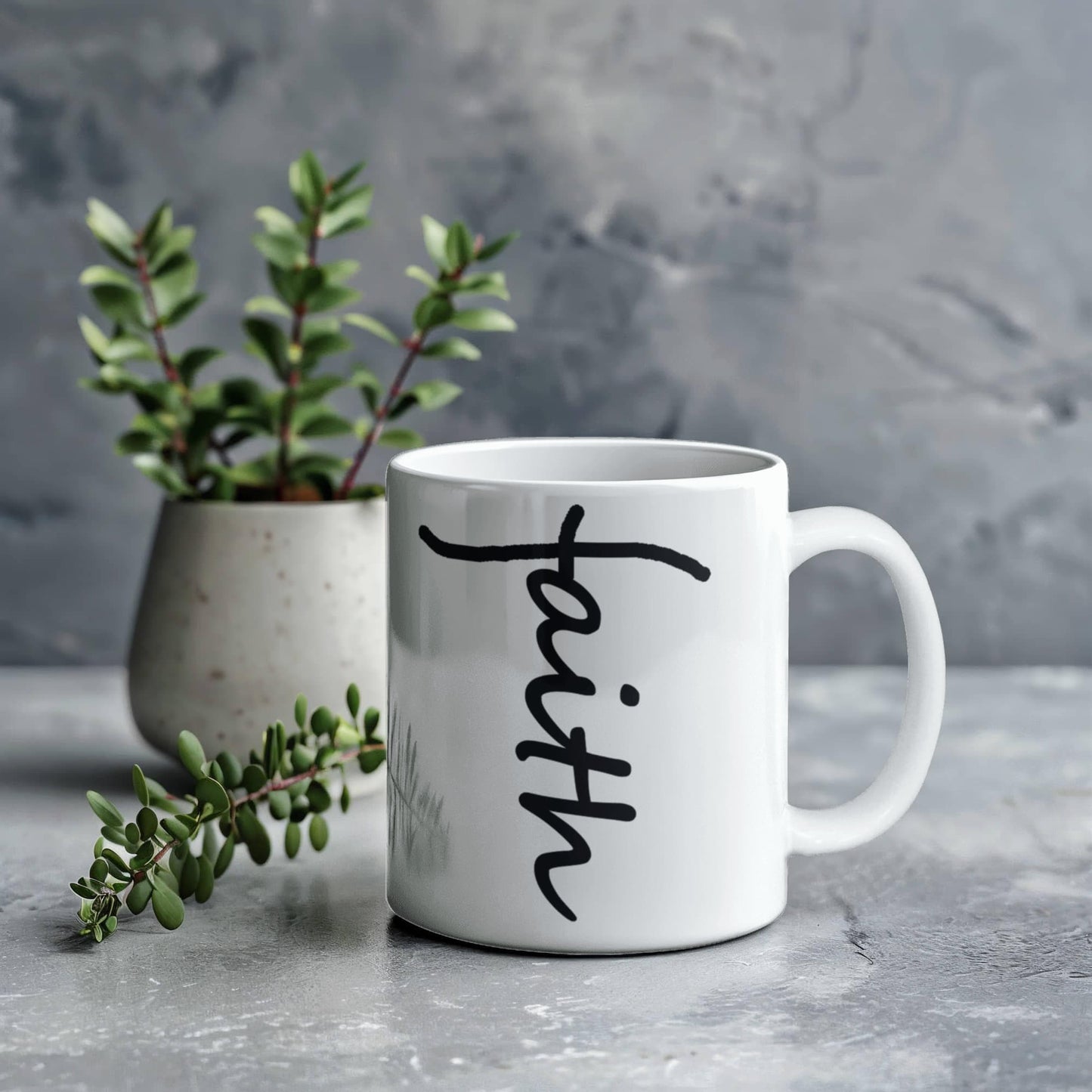 Faith (Black) - White Ceramic Mug 11oz. & 15oz. - Gift for Her - Gift for Him