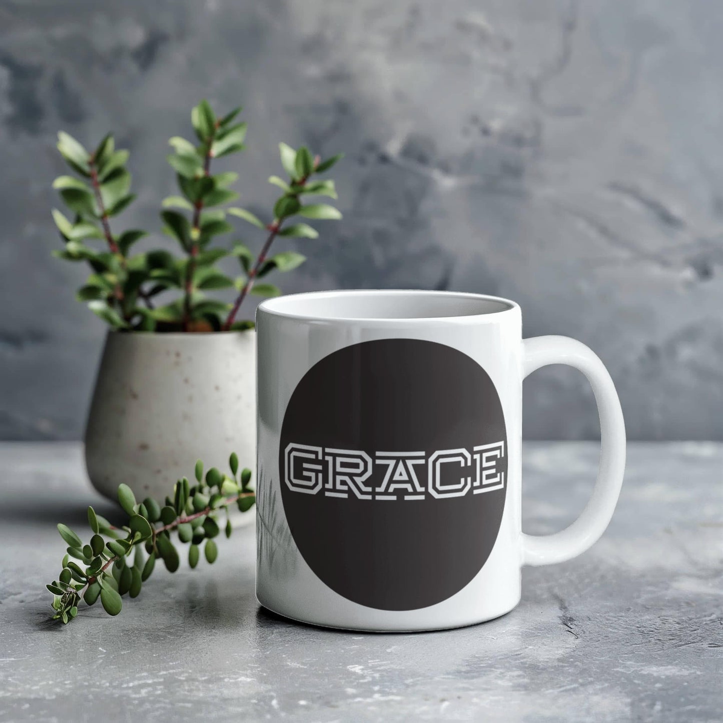 GRACE - White Ceramic Mug 11oz. & 15oz. - Gift for Her - Gift for Him