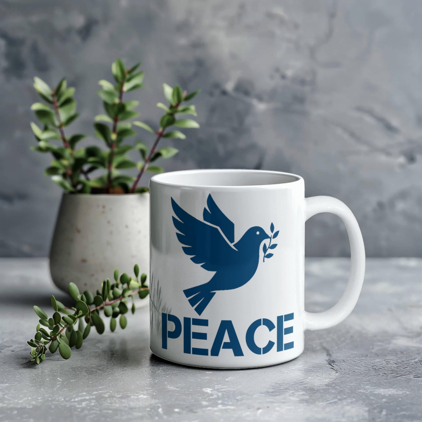PEACE - White Ceramic Mug 11oz. & 15oz. - Gift for Her - Gift for Him