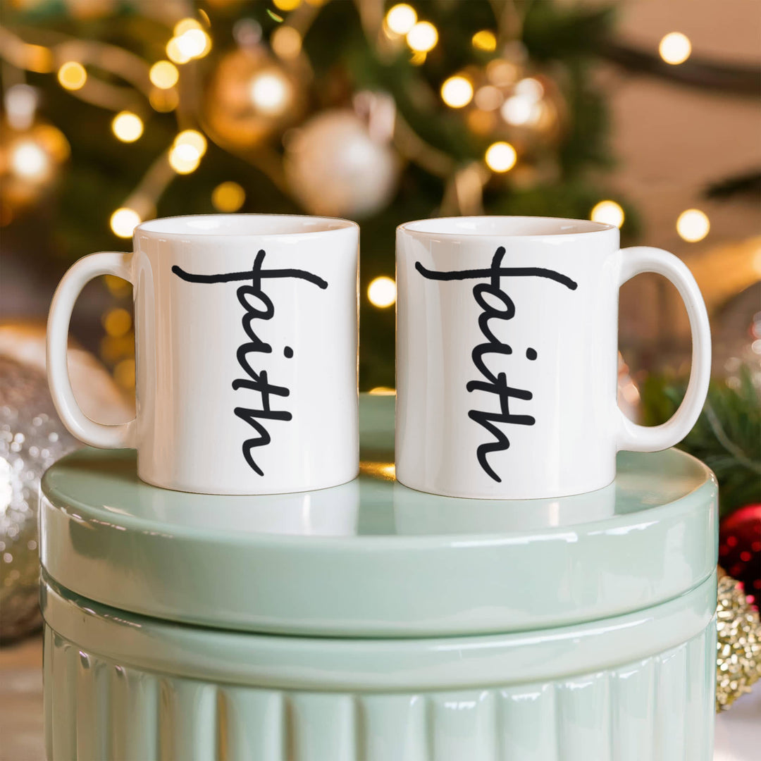 Faith (Black) Ceramic Mug – Gift for Her - Gift for Him