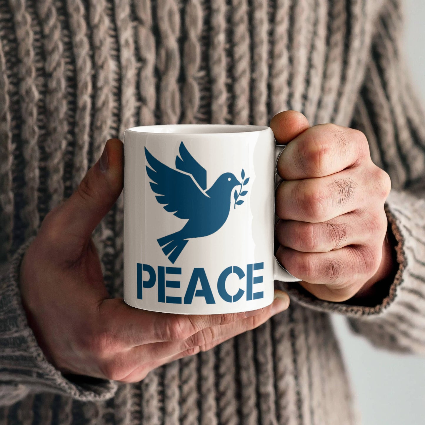 PEACE - White Ceramic Mug 11oz. & 15oz. - Gift for Her - Gift for Him