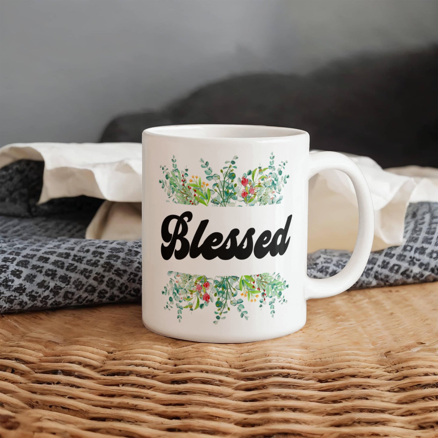 Blessed - White Ceramic Mug 11oz. & 15oz. - Gift for Her