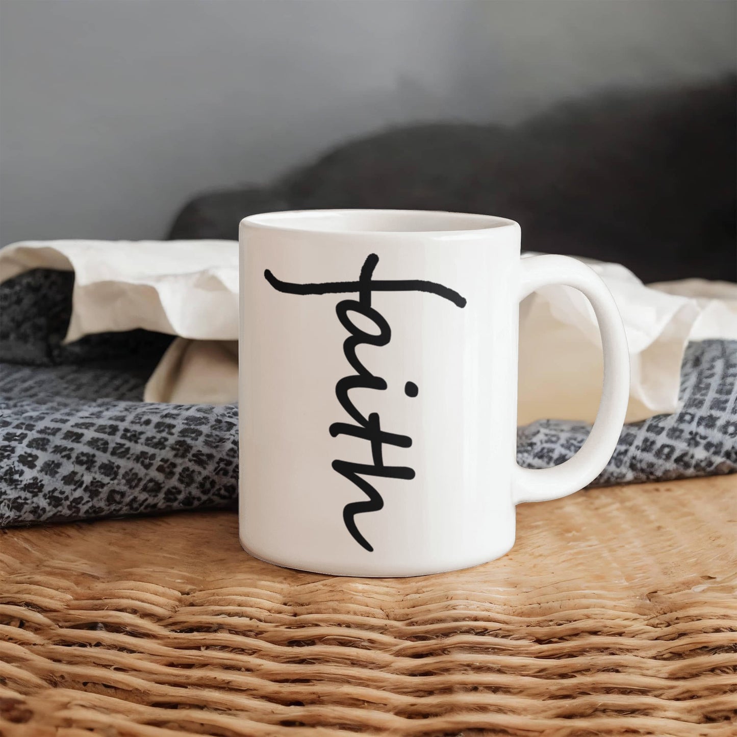 Faith (Black) - White Ceramic Mug 11oz. & 15oz. - Gift for Her - Gift for Him