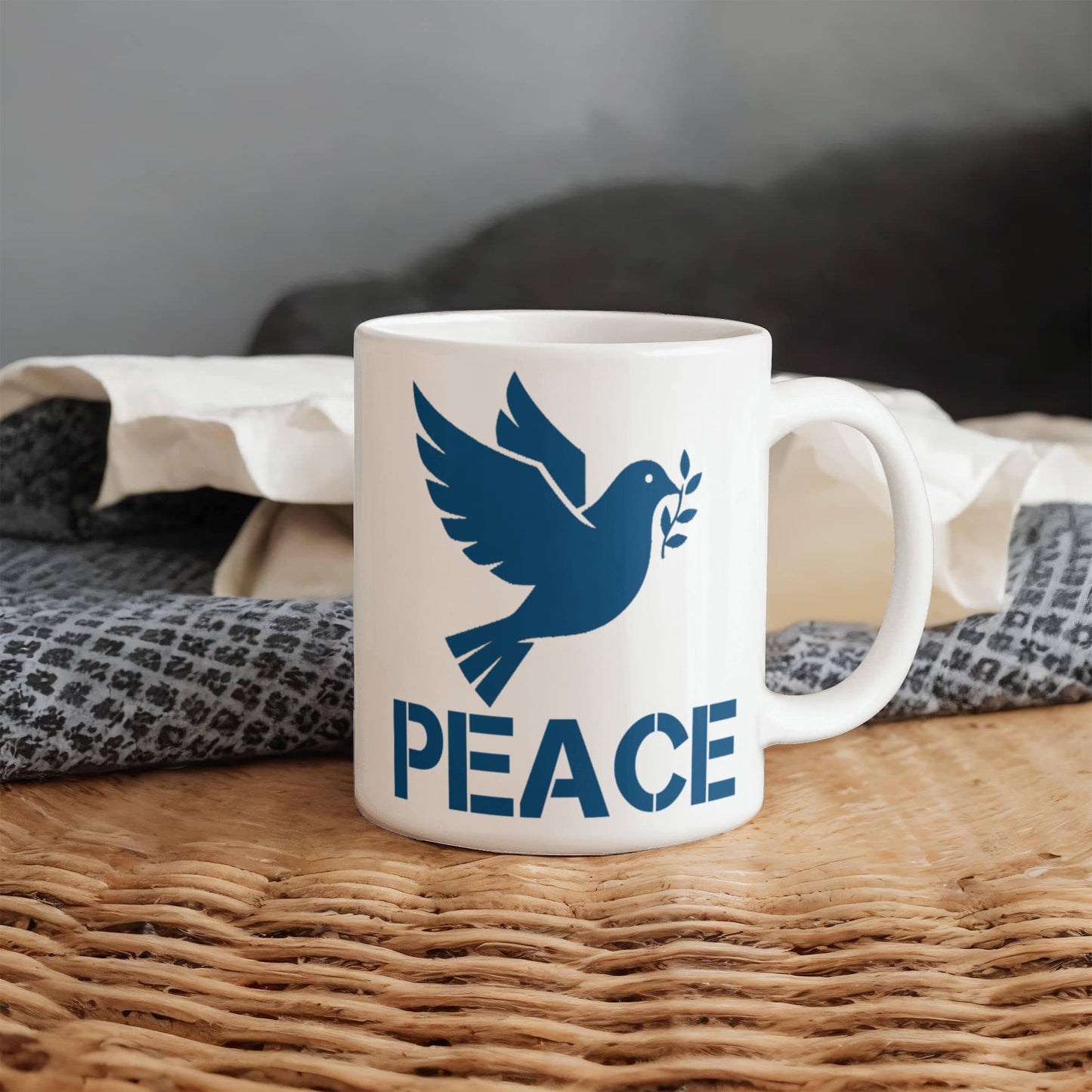 PEACE - White Ceramic Mug 11oz. & 15oz. - Gift for Her - Gift for Him