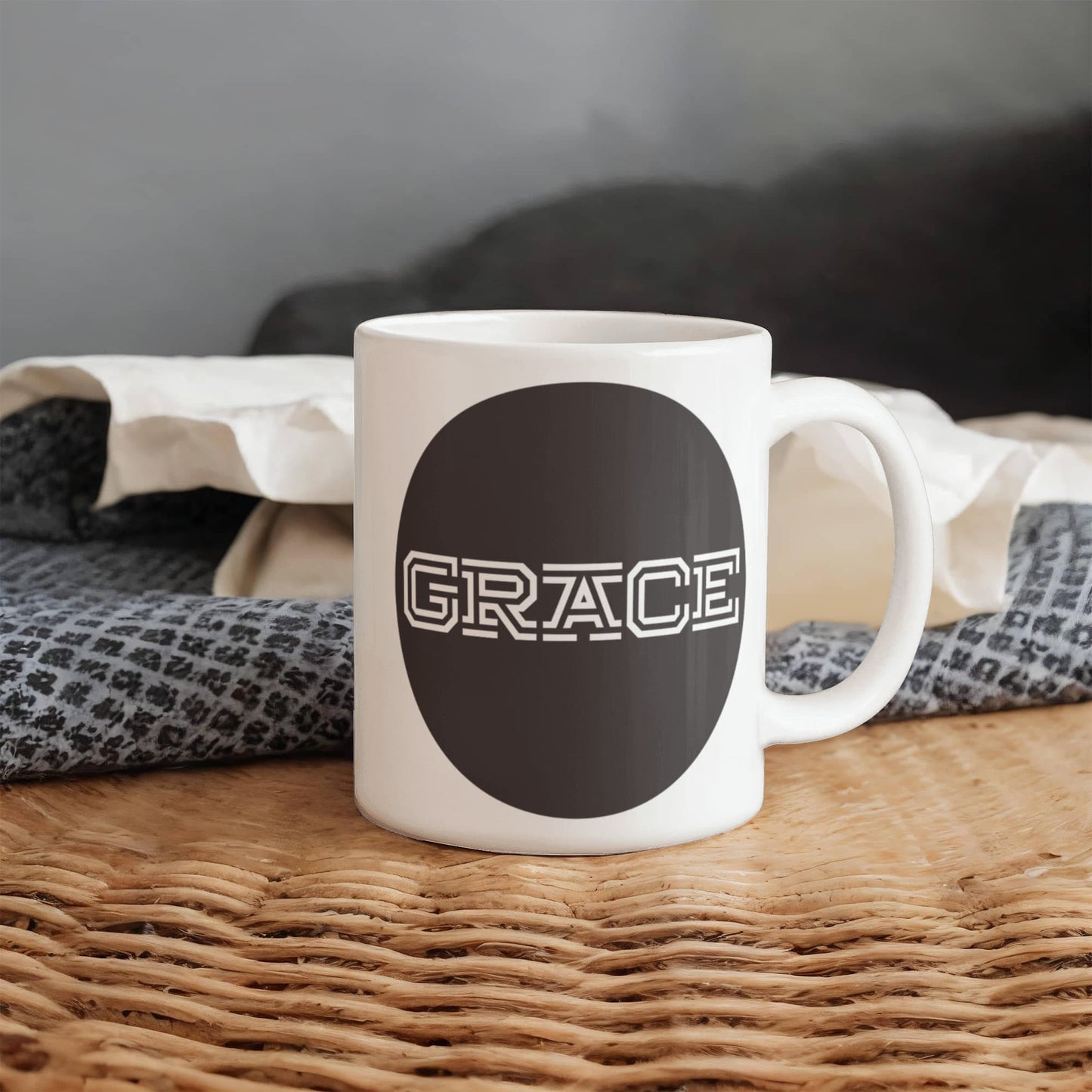 GRACE - White Ceramic Mug 11oz. & 15oz. - Gift for Her - Gift for Him