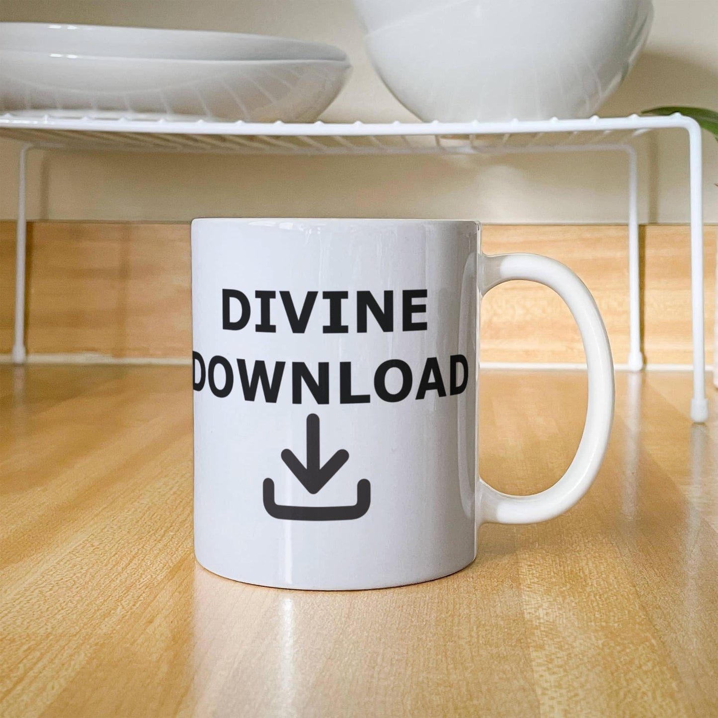 Divine Download - White Ceramic Mug 11oz. & 15oz. - Gift for Her - Gift for Him
