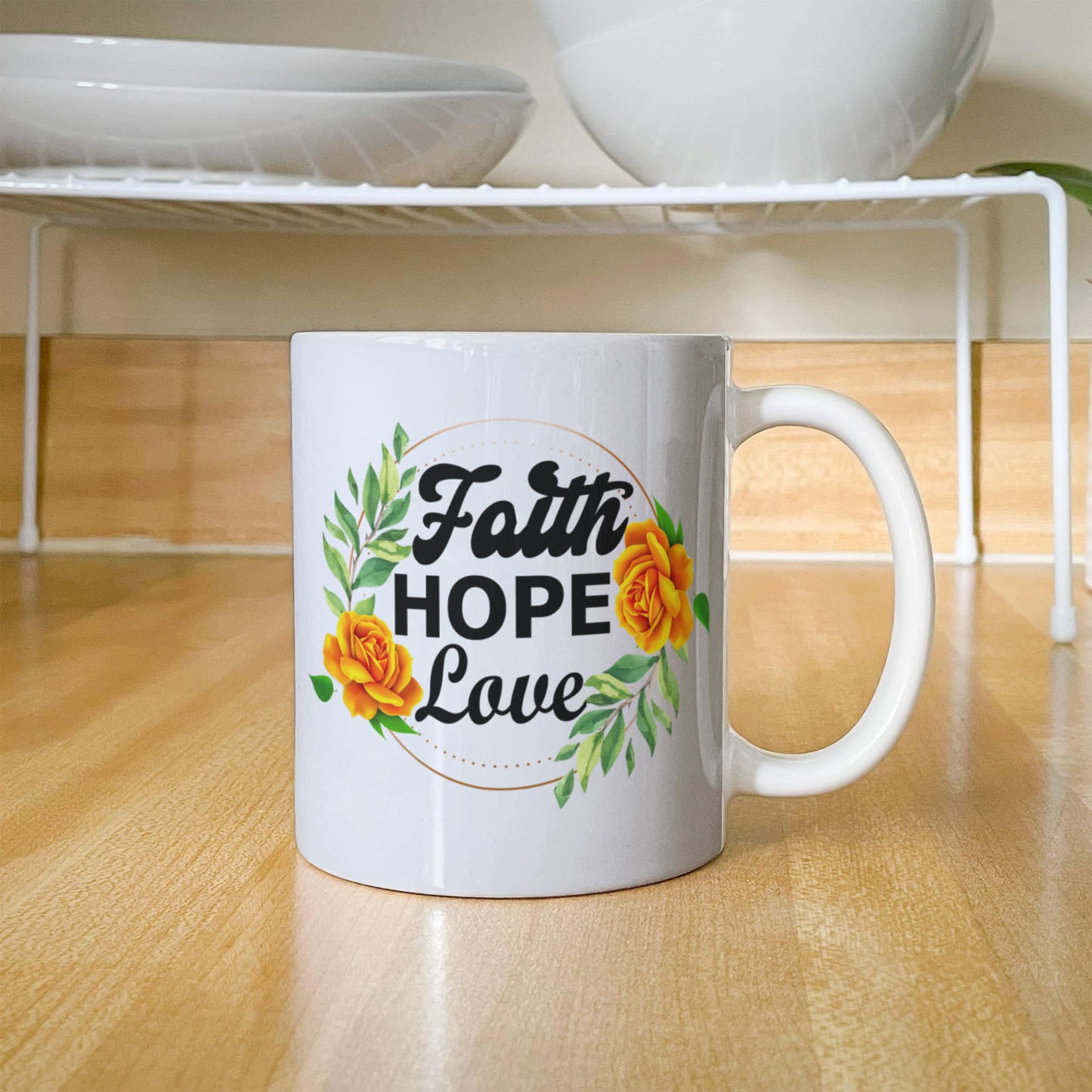 Faith Hope Love - White Ceramic Mug 11oz. & 15oz. - Gift for Her