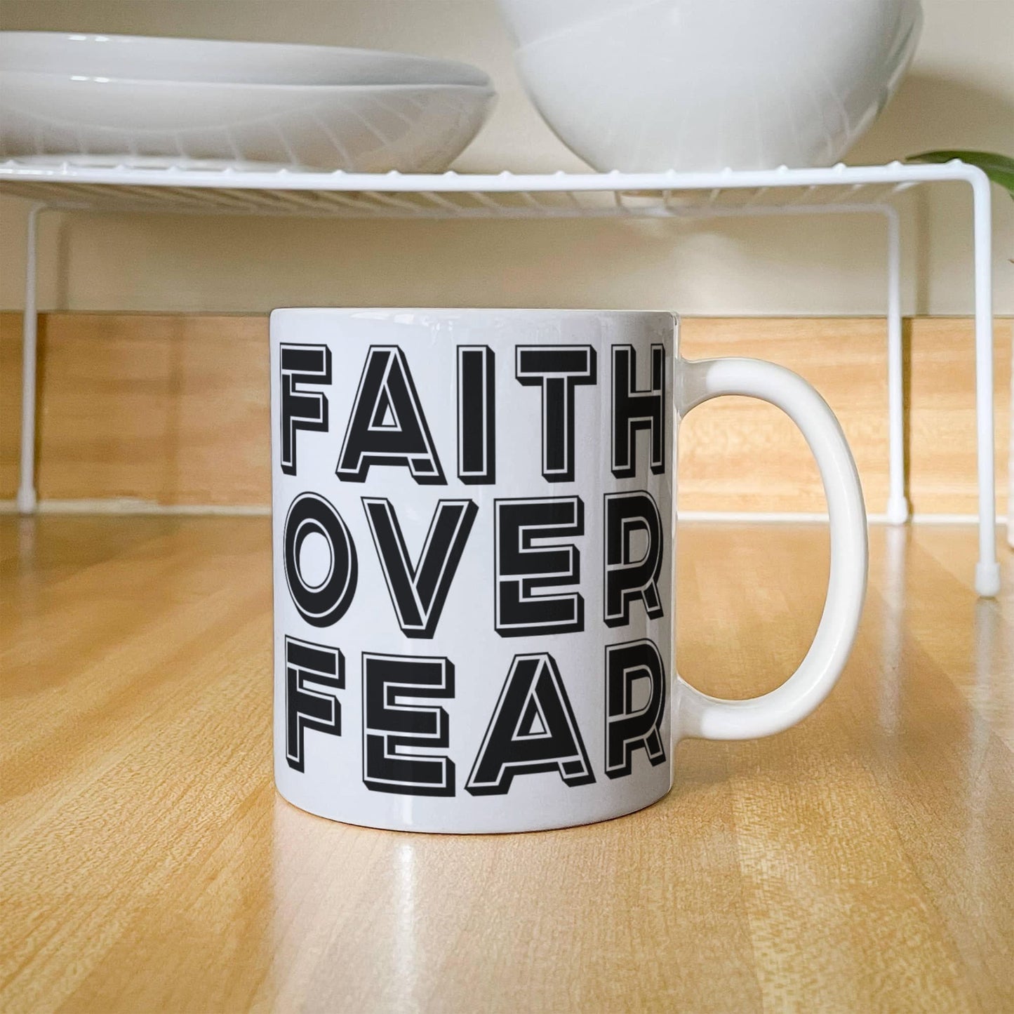 Faith Over Fear - White Ceramic Mug 11oz. & 15oz. - Gift for Her - Gift for Him