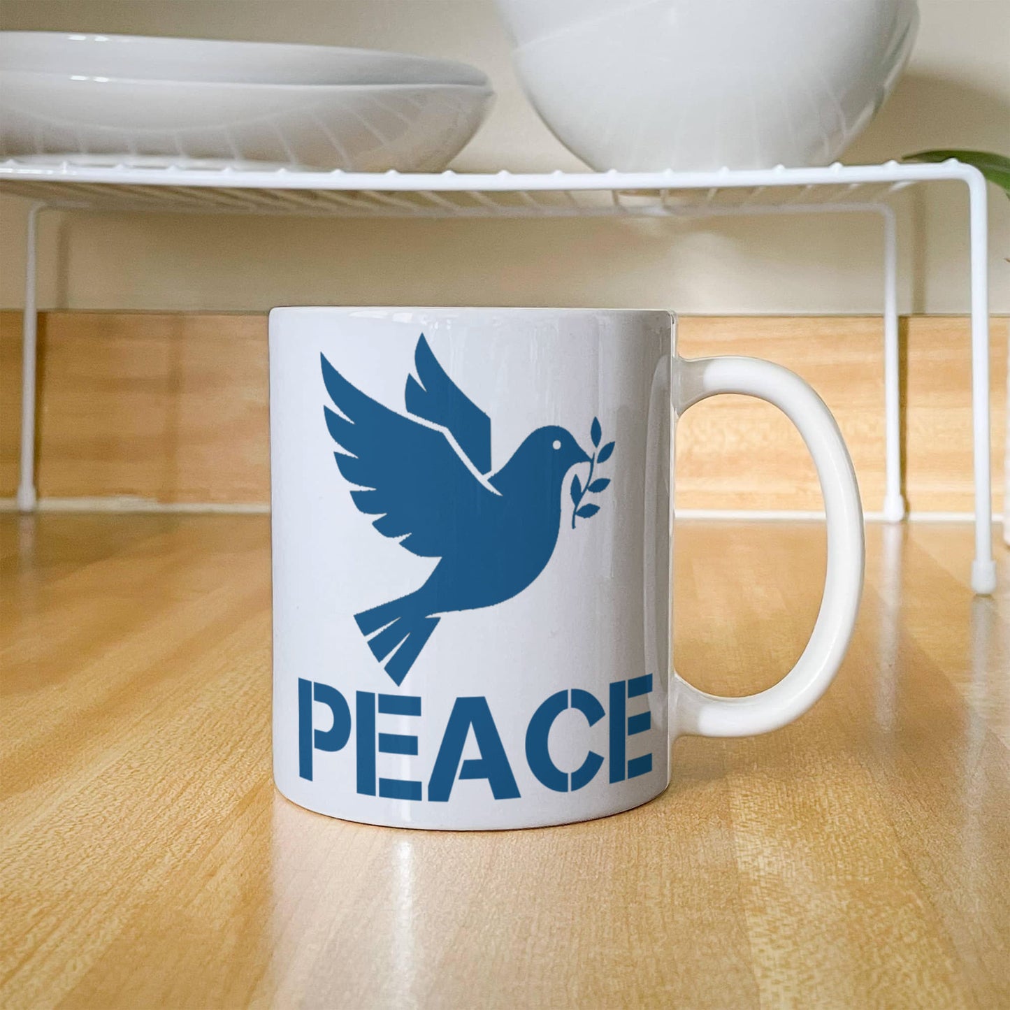 PEACE - White Ceramic Mug 11oz. & 15oz. - Gift for Her - Gift for Him