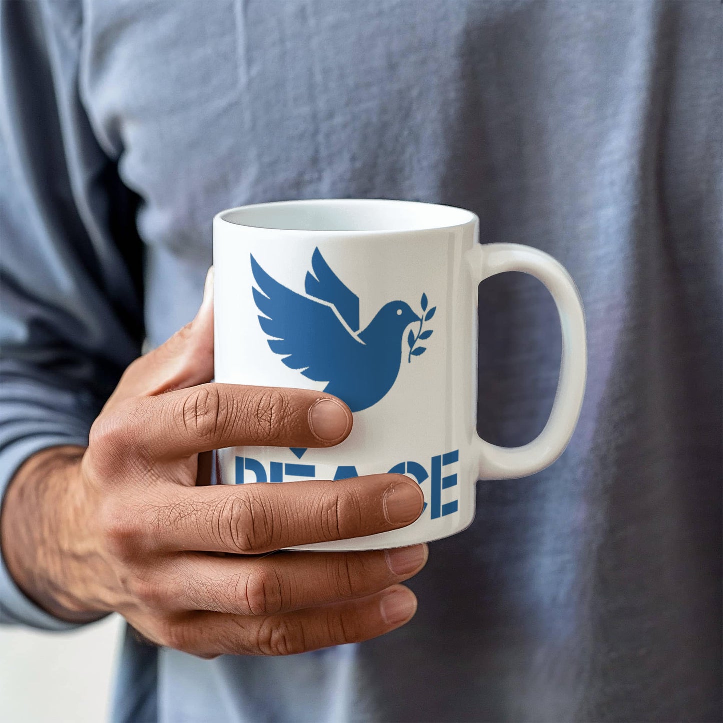 PEACE - White Ceramic Mug 11oz. & 15oz. - Gift for Her - Gift for Him