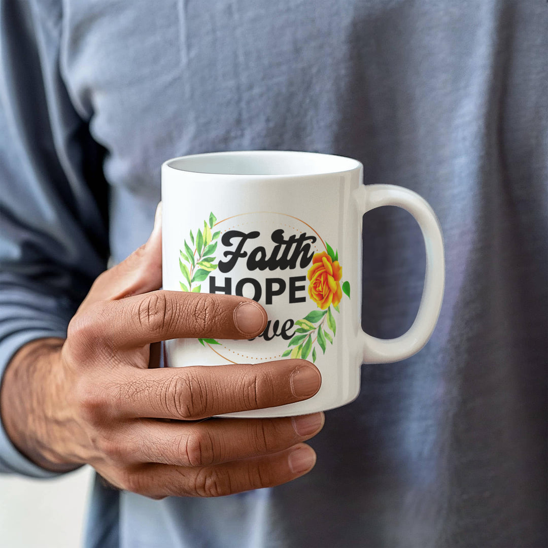Faith Hope Love Ceramic Mug – Gift for Her