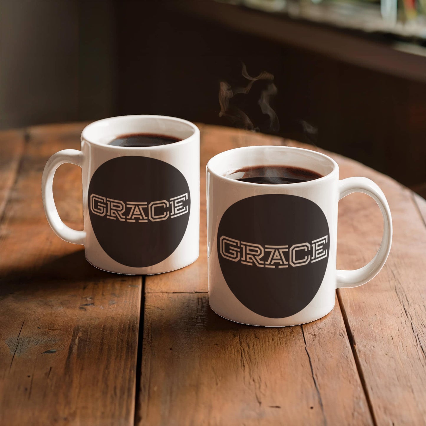 GRACE - White Ceramic Mug 11oz. & 15oz. - Gift for Her - Gift for Him