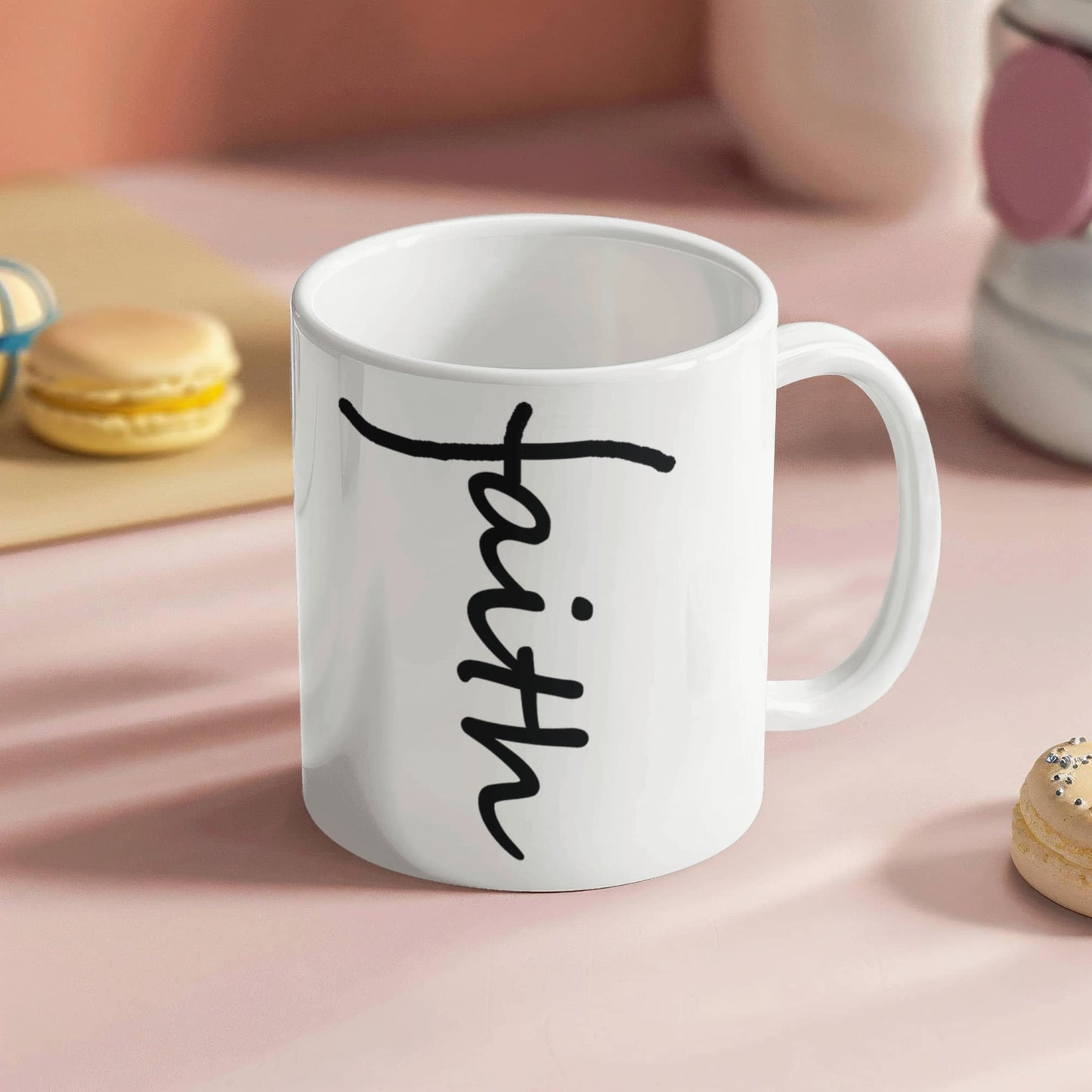 Faith (Black) - White Ceramic Mug 11oz. & 15oz. - Gift for Her - Gift for Him