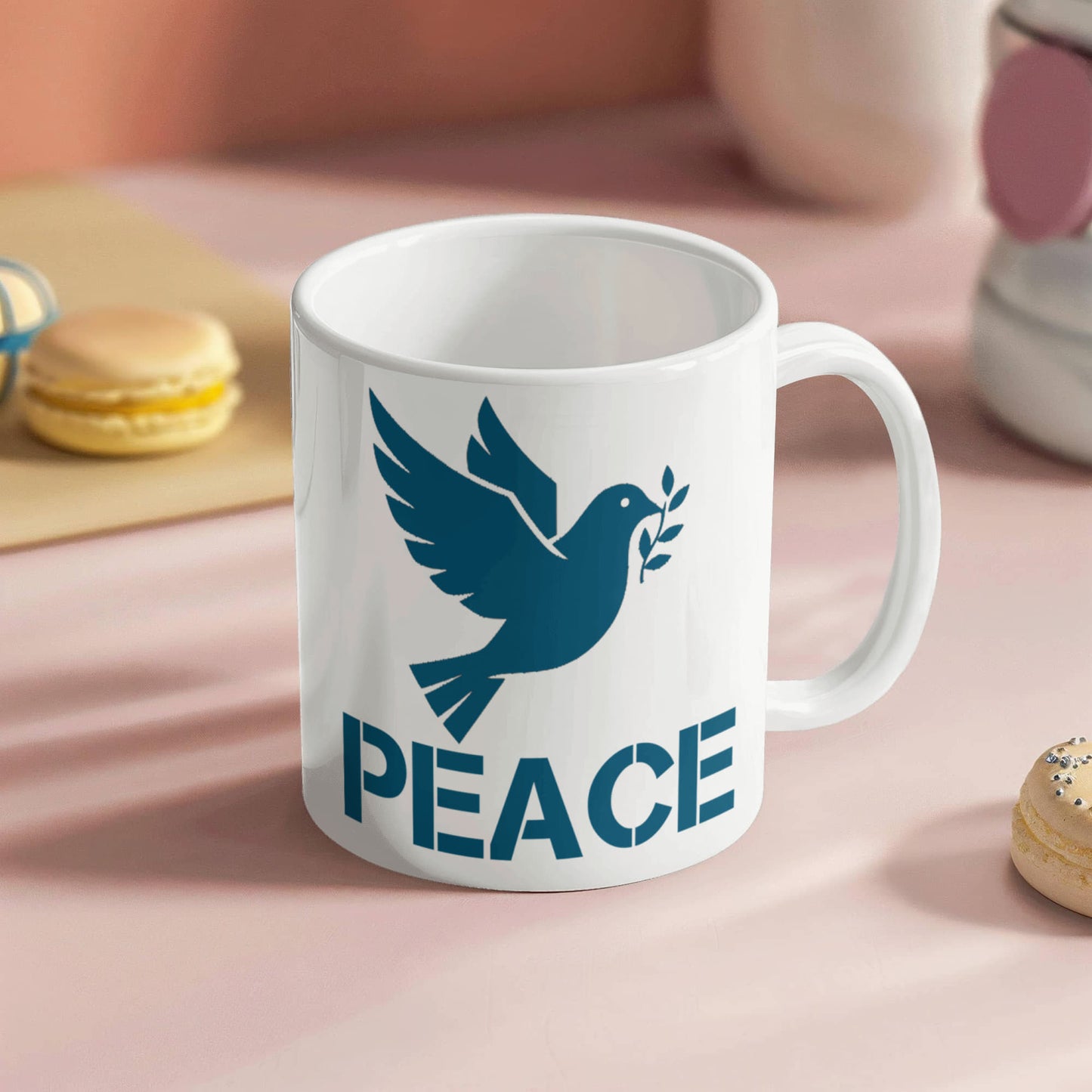 PEACE - White Ceramic Mug 11oz. & 15oz. - Gift for Her - Gift for Him
