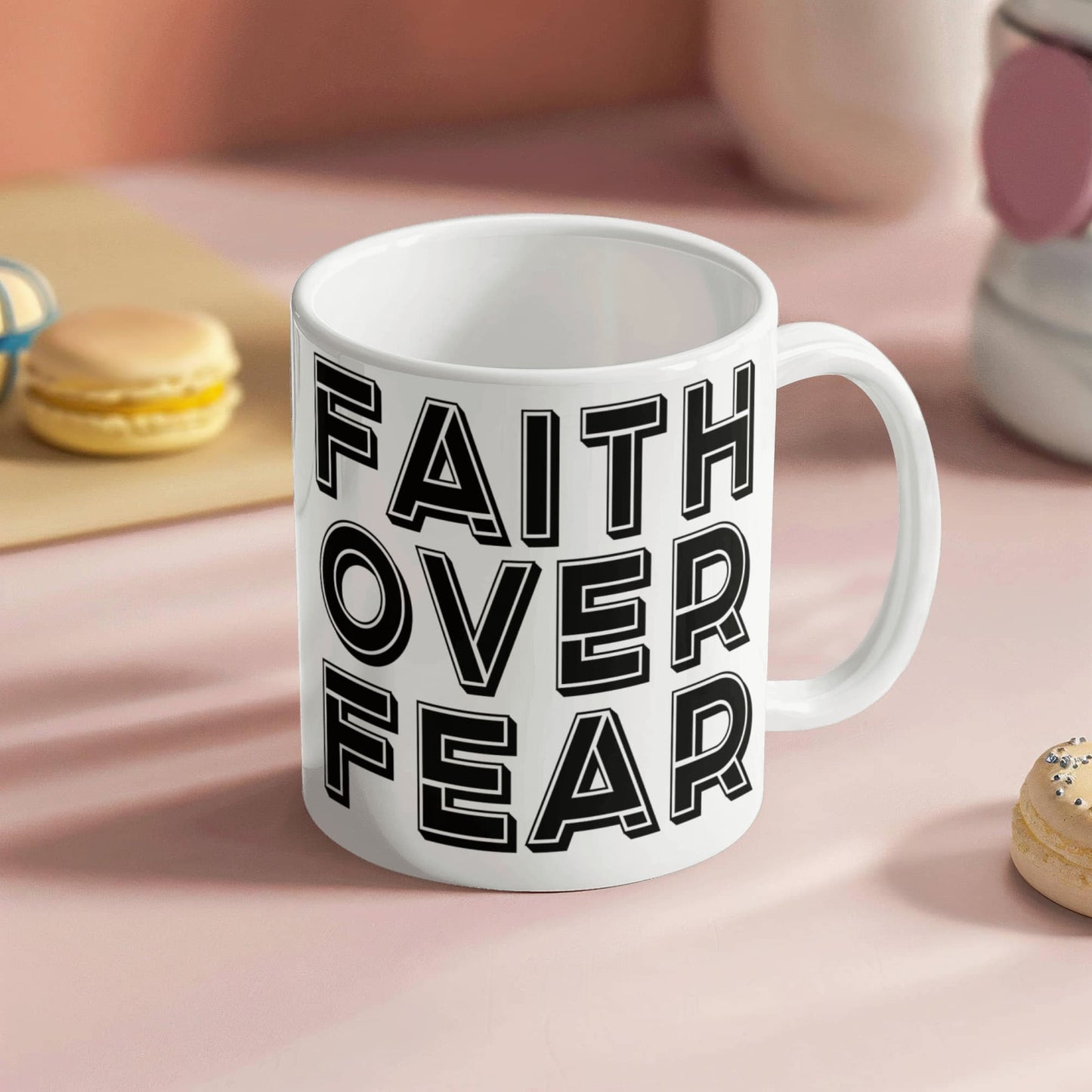 Faith Over Fear - White Ceramic Mug 11oz. & 15oz. - Gift for Her - Gift for Him