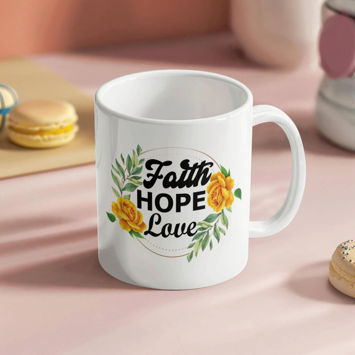 Faith Hope Love - White Ceramic Mug 11oz. & 15oz. - Gift for Her