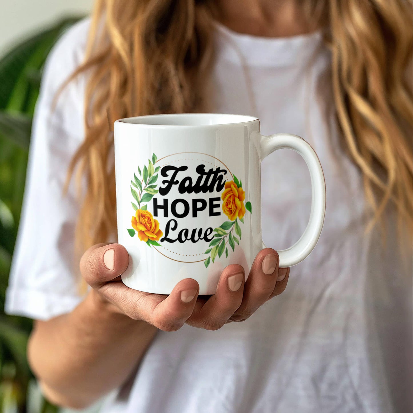 Faith Hope Love - White Ceramic Mug 11oz. & 15oz. - Gift for Her