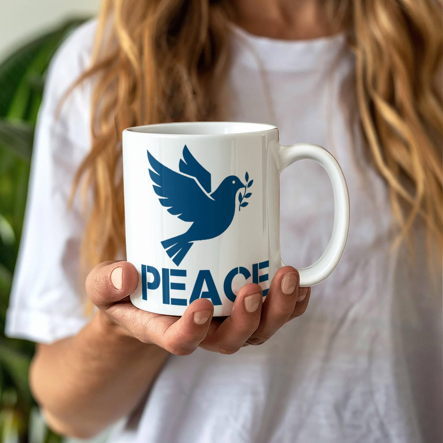 PEACE - White Ceramic Mug 11oz. & 15oz. - Gift for Her - Gift for Him