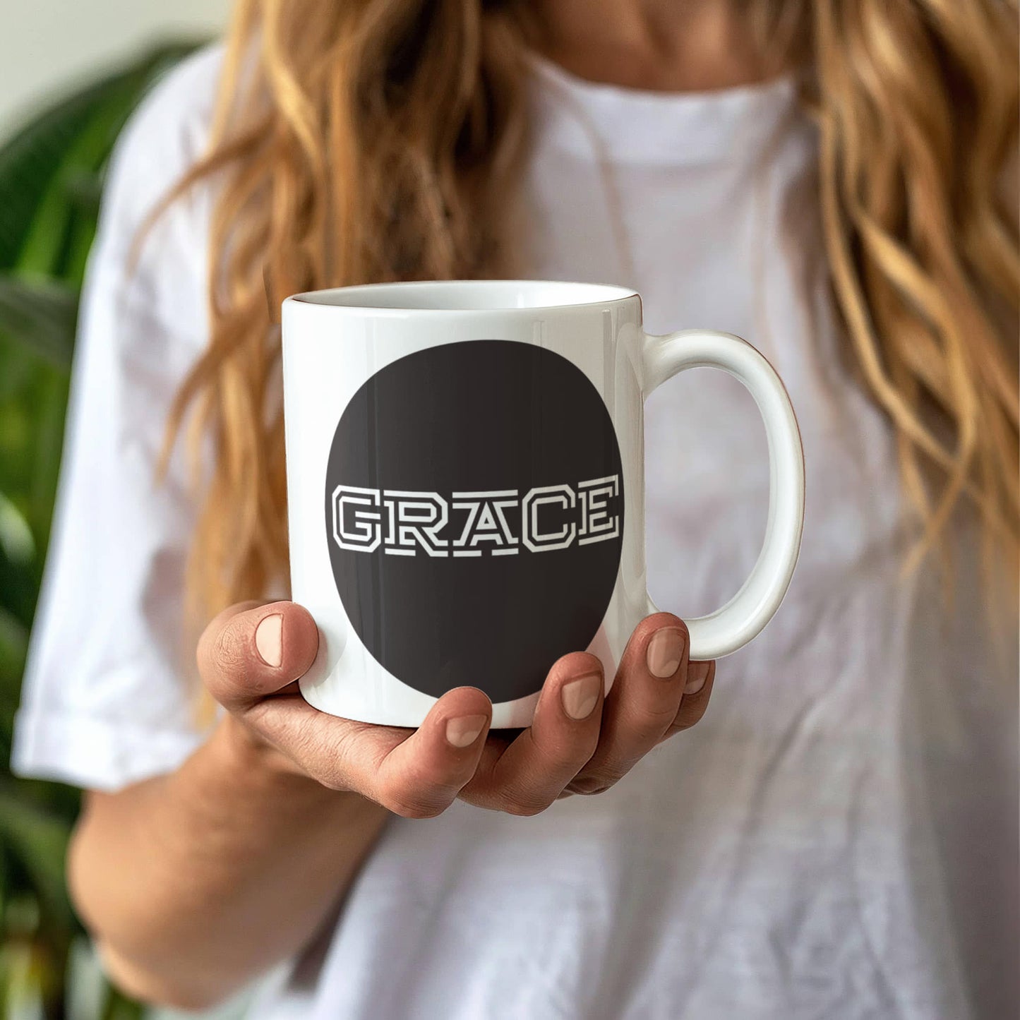 GRACE - White Ceramic Mug 11oz. & 15oz. - Gift for Her - Gift for Him