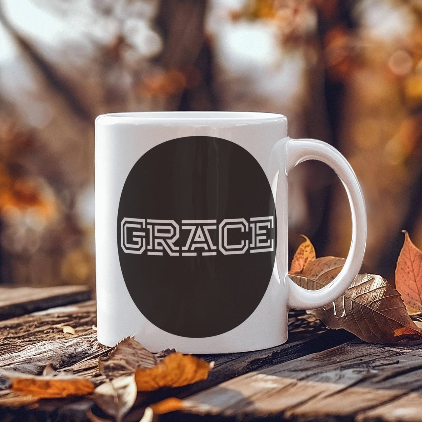 GRACE - White Ceramic Mug 11oz. & 15oz. - Gift for Her - Gift for Him