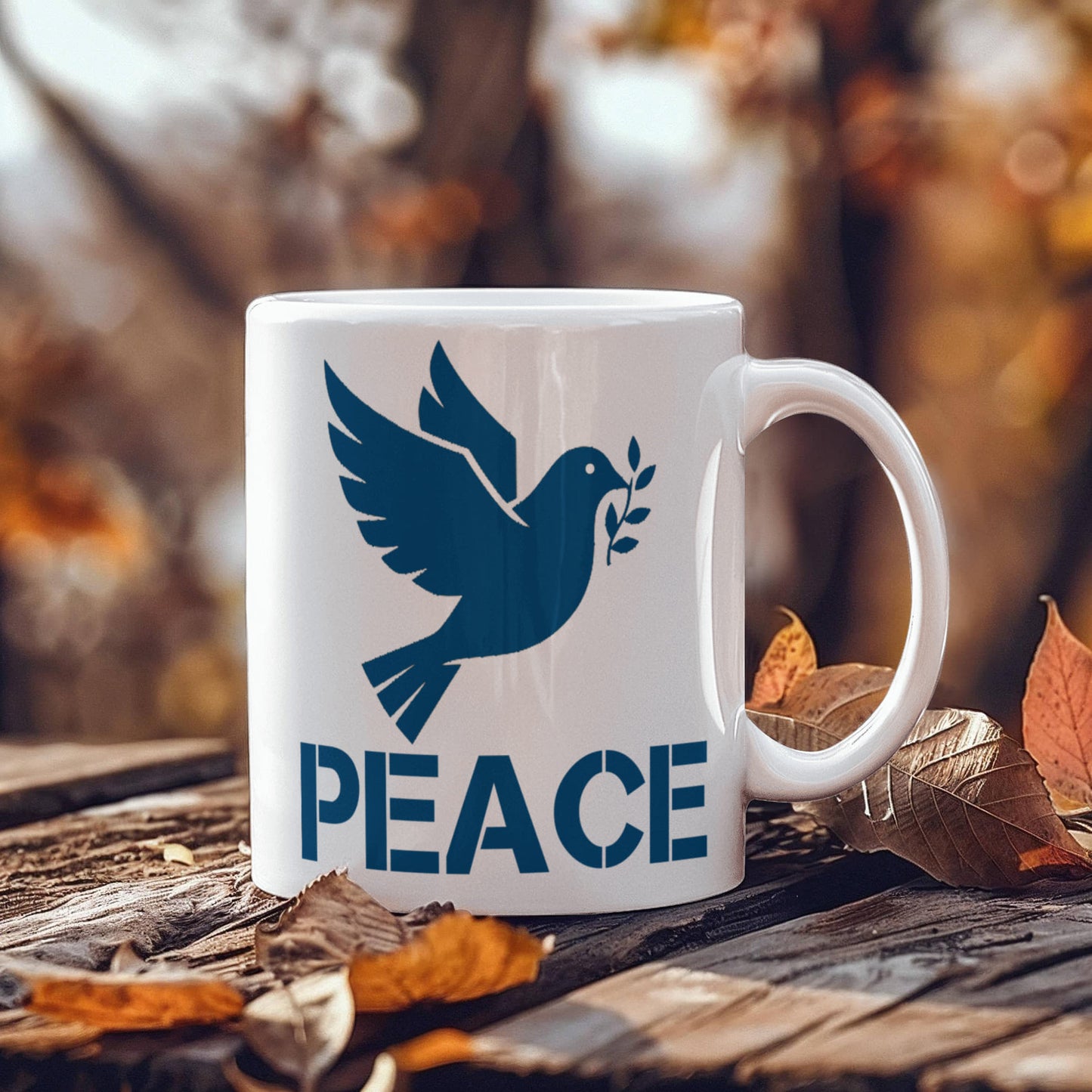 PEACE - White Ceramic Mug 11oz. & 15oz. - Gift for Her - Gift for Him