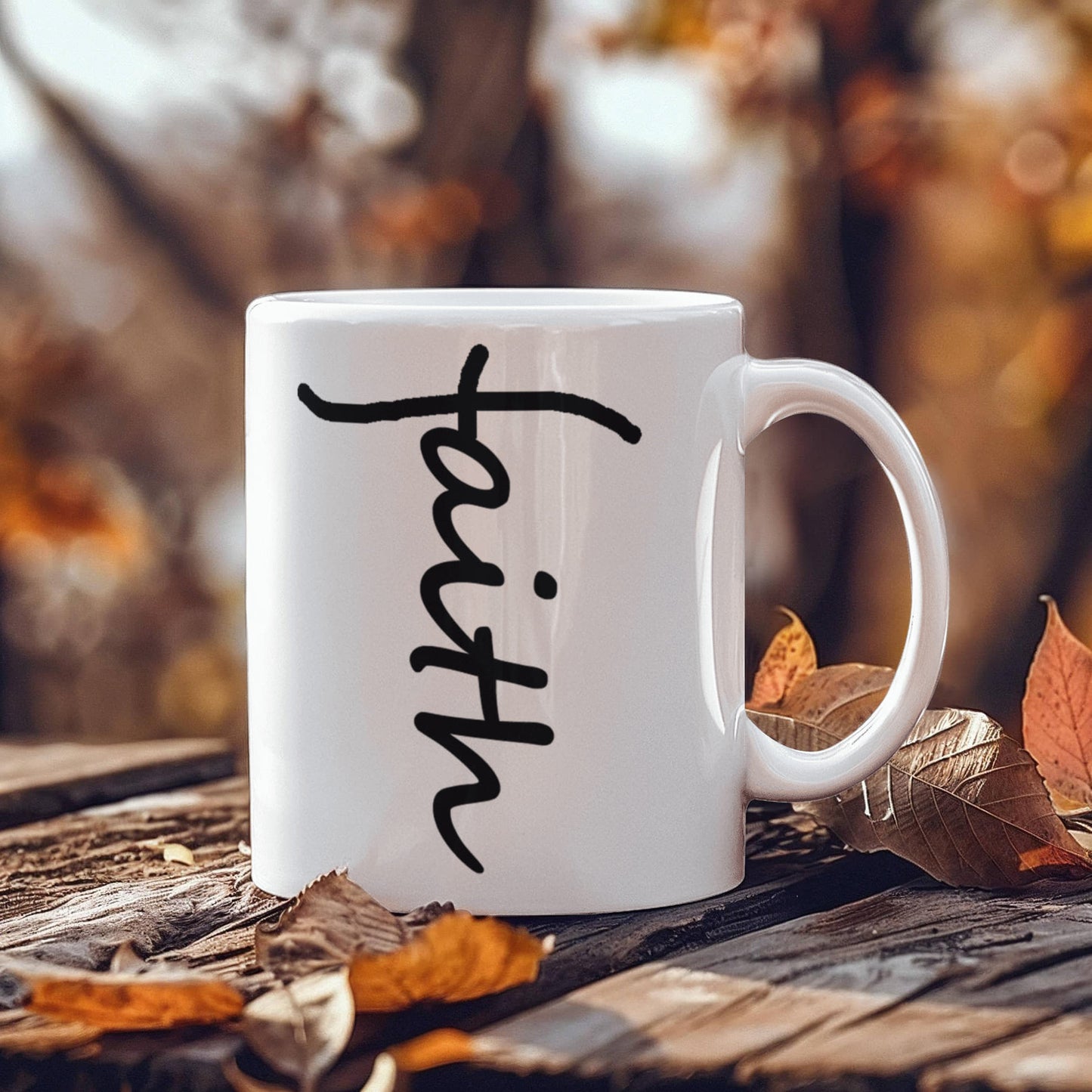 Faith (Black) - White Ceramic Mug 11oz. & 15oz. - Gift for Her - Gift for Him