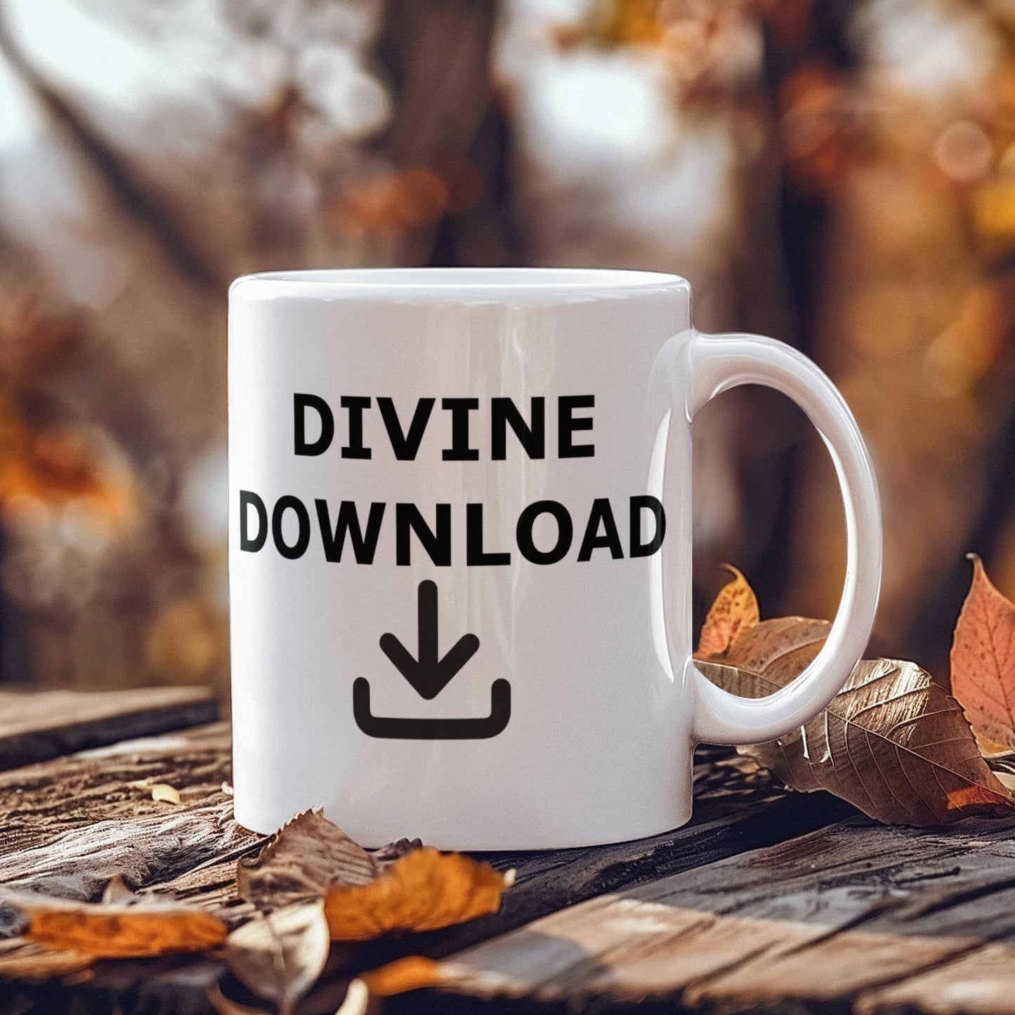 Divine Download - White Ceramic Mug 11oz. & 15oz. - Gift for Her - Gift for Him