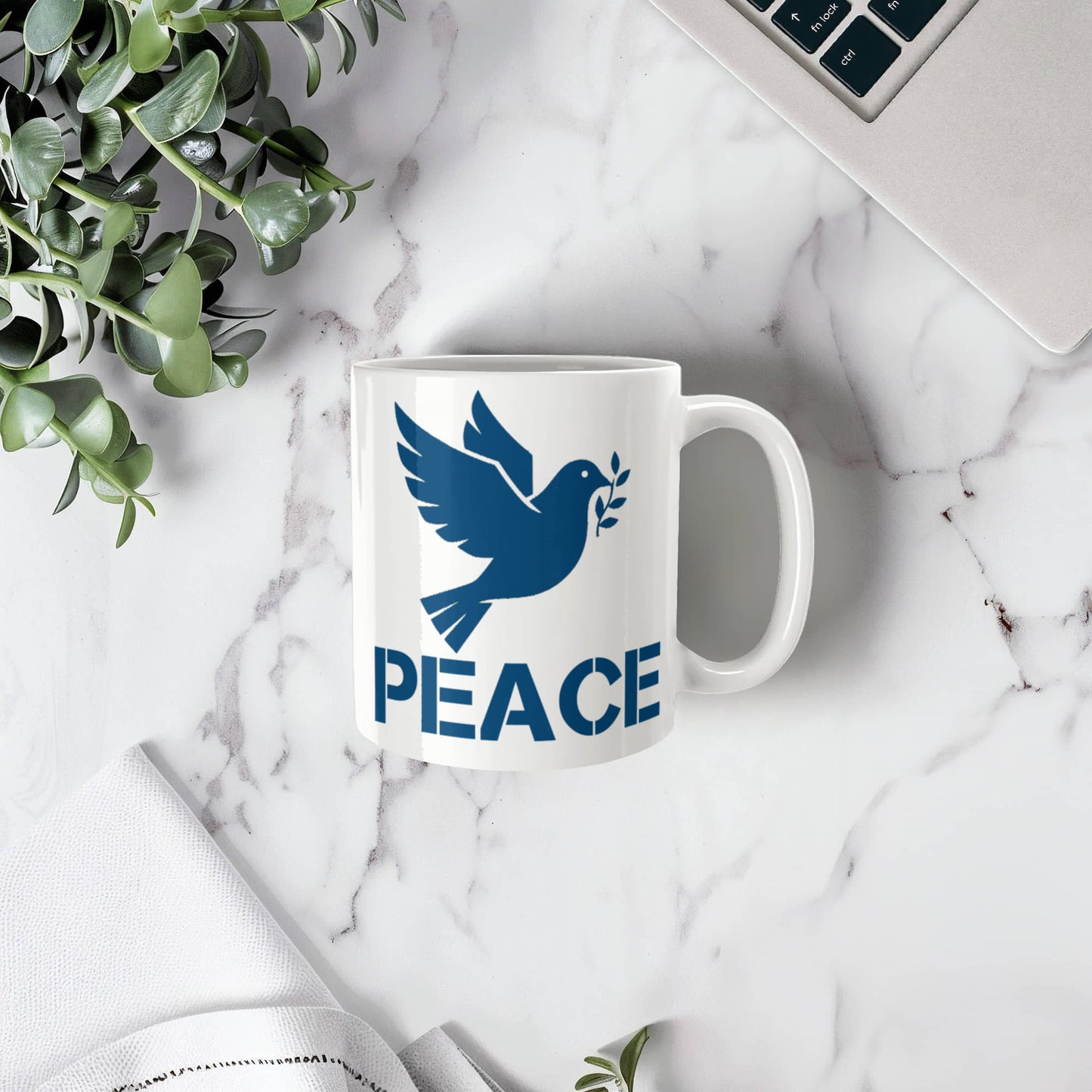 PEACE - White Ceramic Mug 11oz. & 15oz. - Gift for Her - Gift for Him