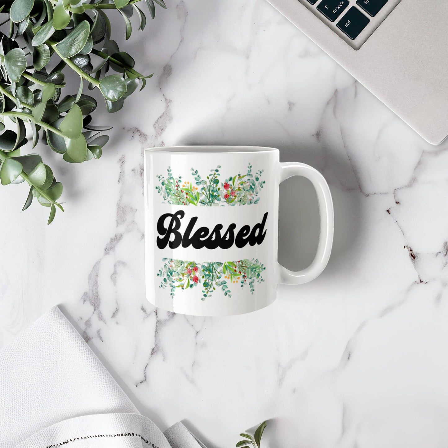 Blessed - White Ceramic Mug 11oz. & 15oz. - Gift for Her